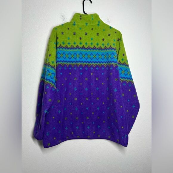 Zzapp Vintage Sweater Womens Medium Yellow Geometric Pattern Fleece Sz L 1/4 Zip - Picture 2 of 10